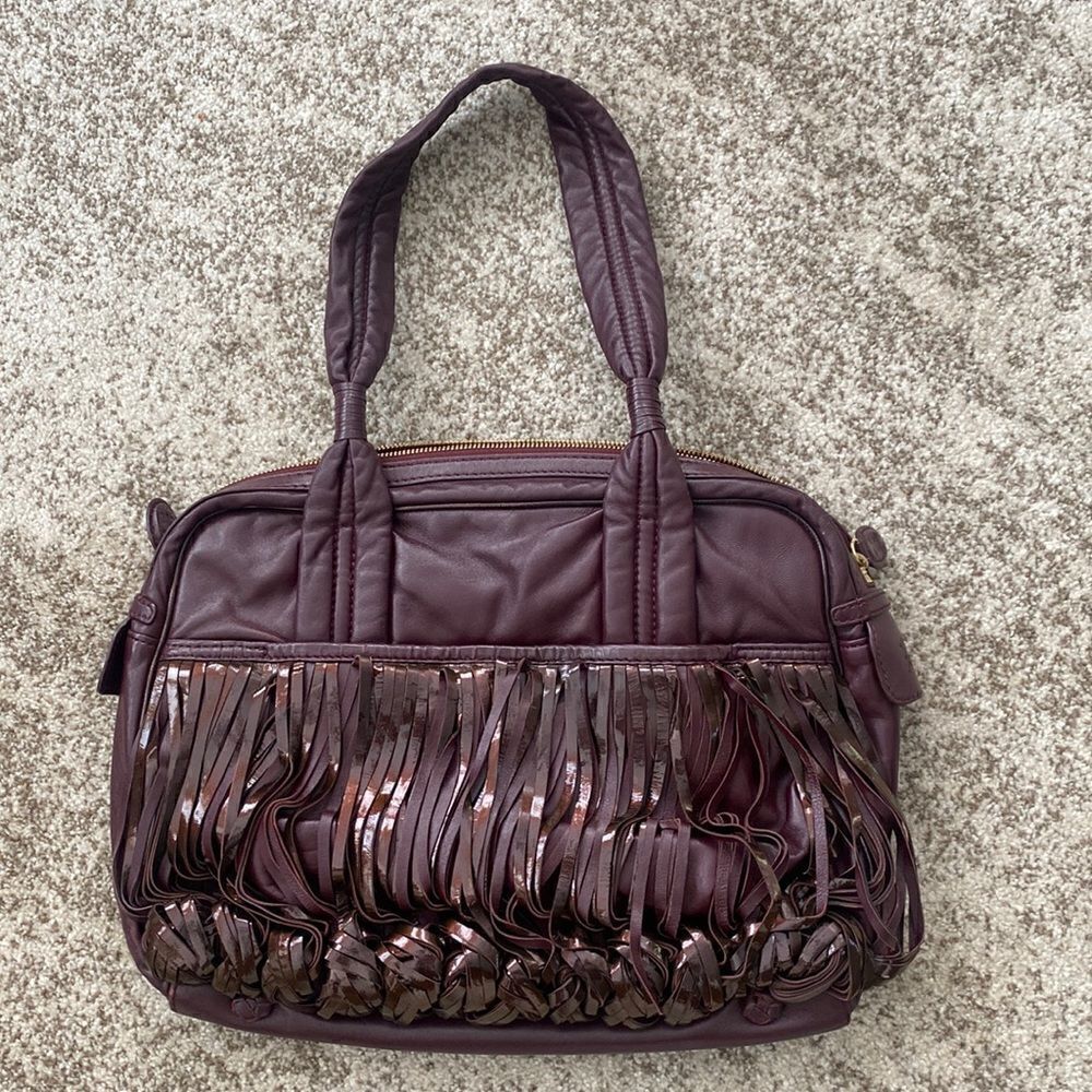 Katherine Kwei Wine Leather Handbag